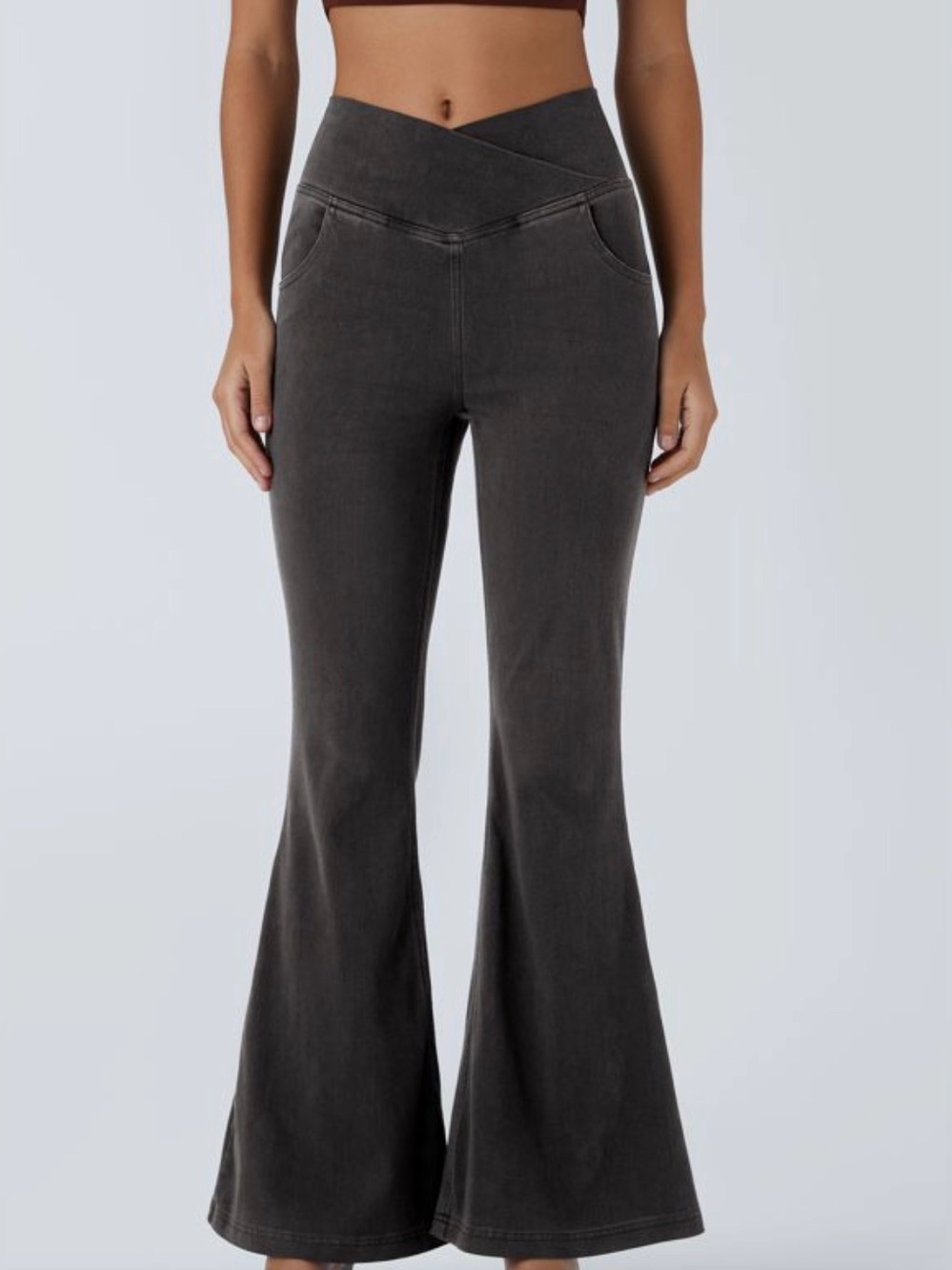 Halara Flex™ HighWaisted Crossover Pocket Washed Casual Jeans Hemp Rope  Med